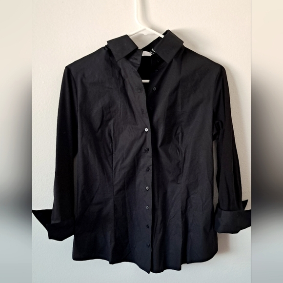 Anne Fontaine Elegant Black button down Top NEW WITH TAGS - Picture 1 of 4